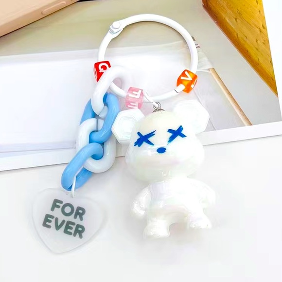 Accessories - Pearlized White LOVE Bear Bag Charm / Keychain (Brand New!) 🧸💘